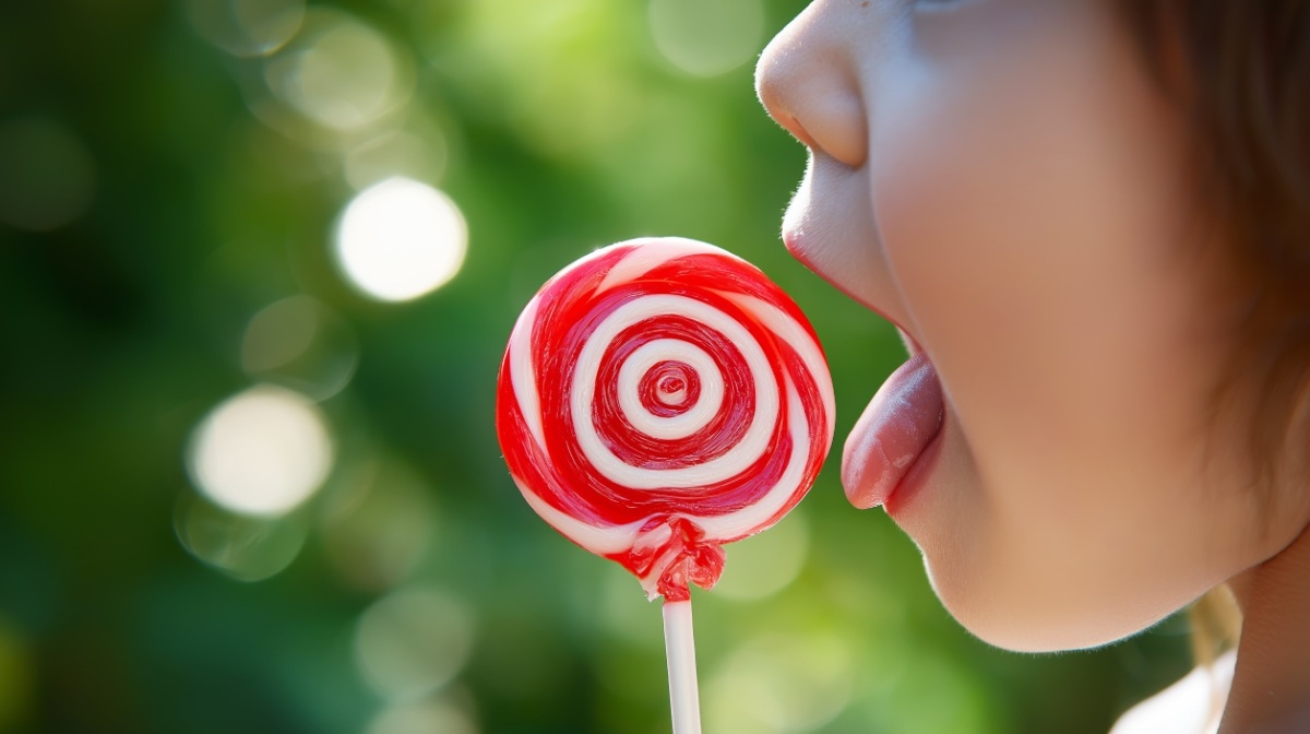 甘いキャンディを食べている子ども